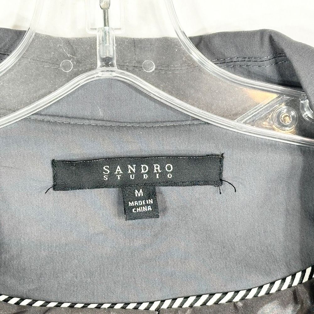 Sandro Studio Medium Jacket Gray Ruffled Long Coa… - image 7